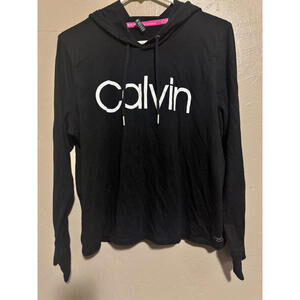 Calvin Klein Performance‎ Womens Black Logo Hoodie Long Sleeve Stretch Top L